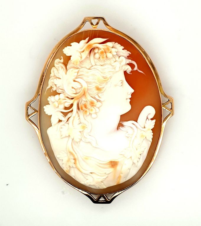 15ct Rose Gold Large Original Fitted Boxed Cameo 60x46mm Brooch (9353)